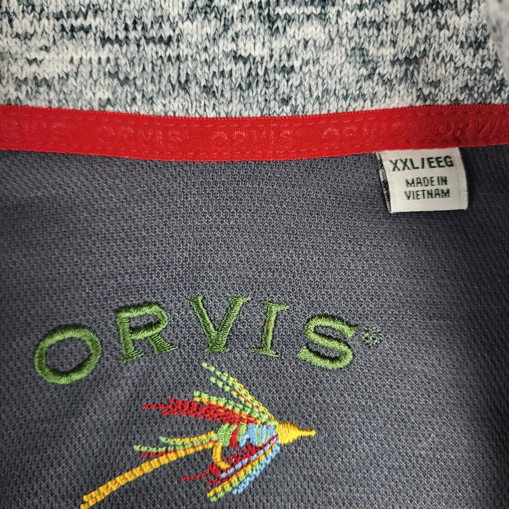 Orvis Men XXL Gray Heather Sweater Fleece Full Zip Mock Neck Pocket Vest Outdoor - Picture 7 of 11
